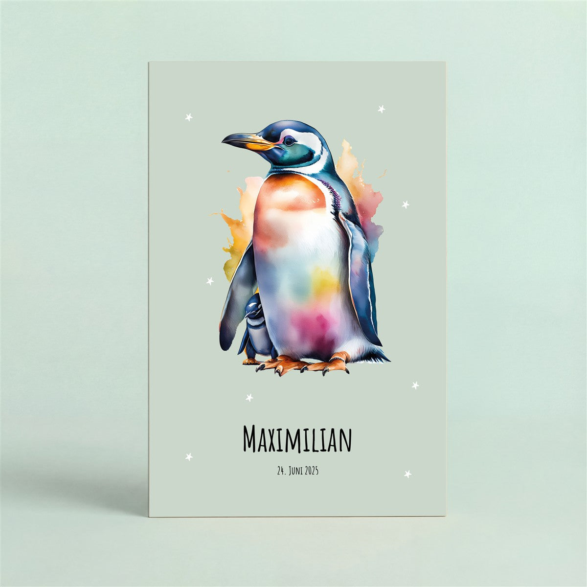 Holzbild „Verliebte Pinguine