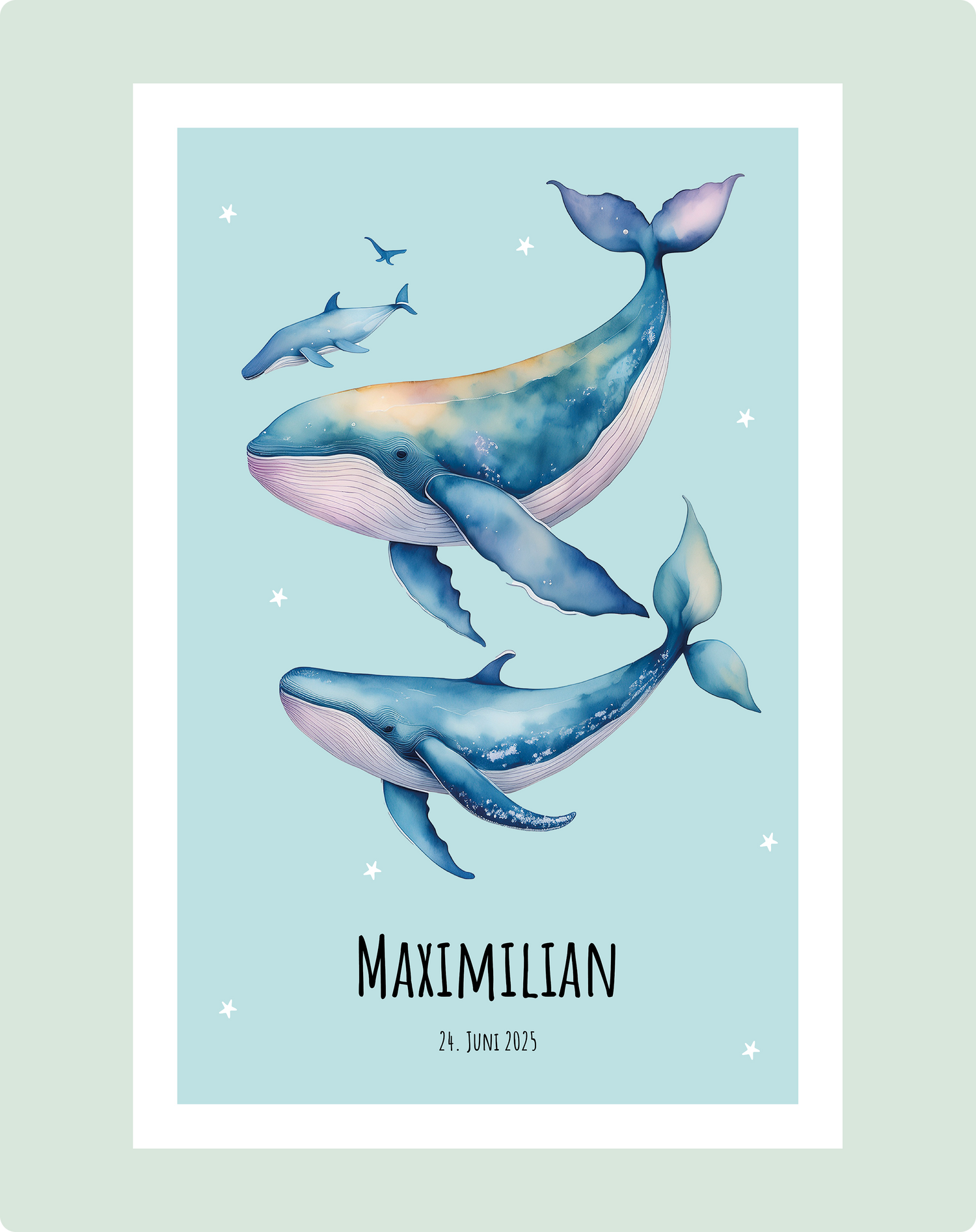 Personalierbares Wandbild [Kind, Name, Wal]
