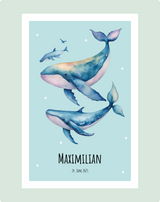 Personalierbares Wandbild [Kind, Name, Wal]