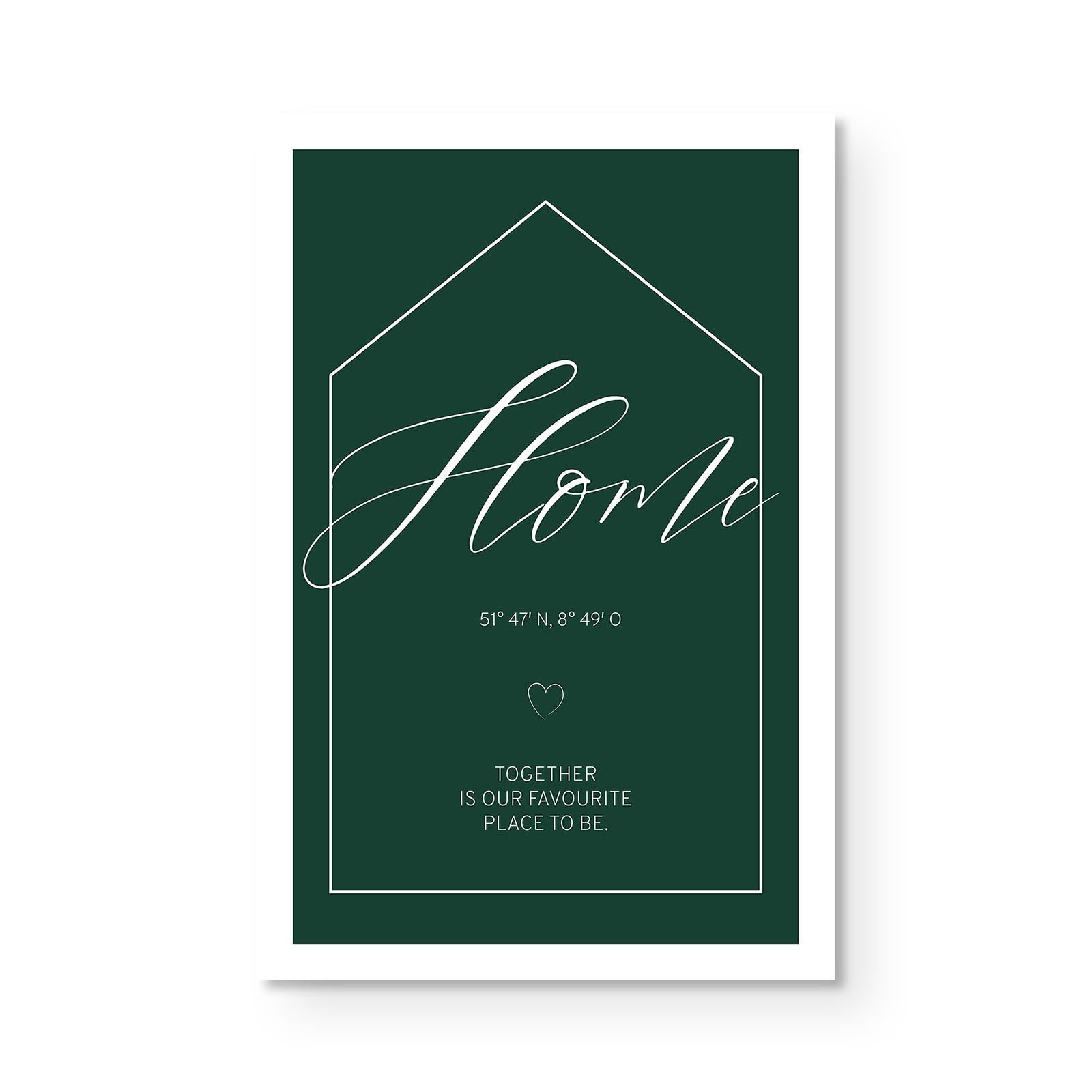 Personalierbares Wandbild [Familie, Haus-Silhouette mit Koordinaten]