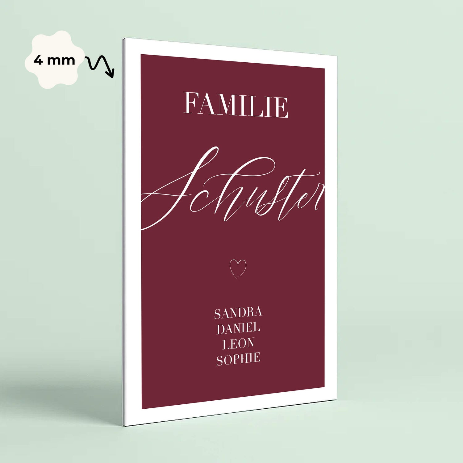 Wandbild [Familie, Familiename, Namen, Herzsymbol]