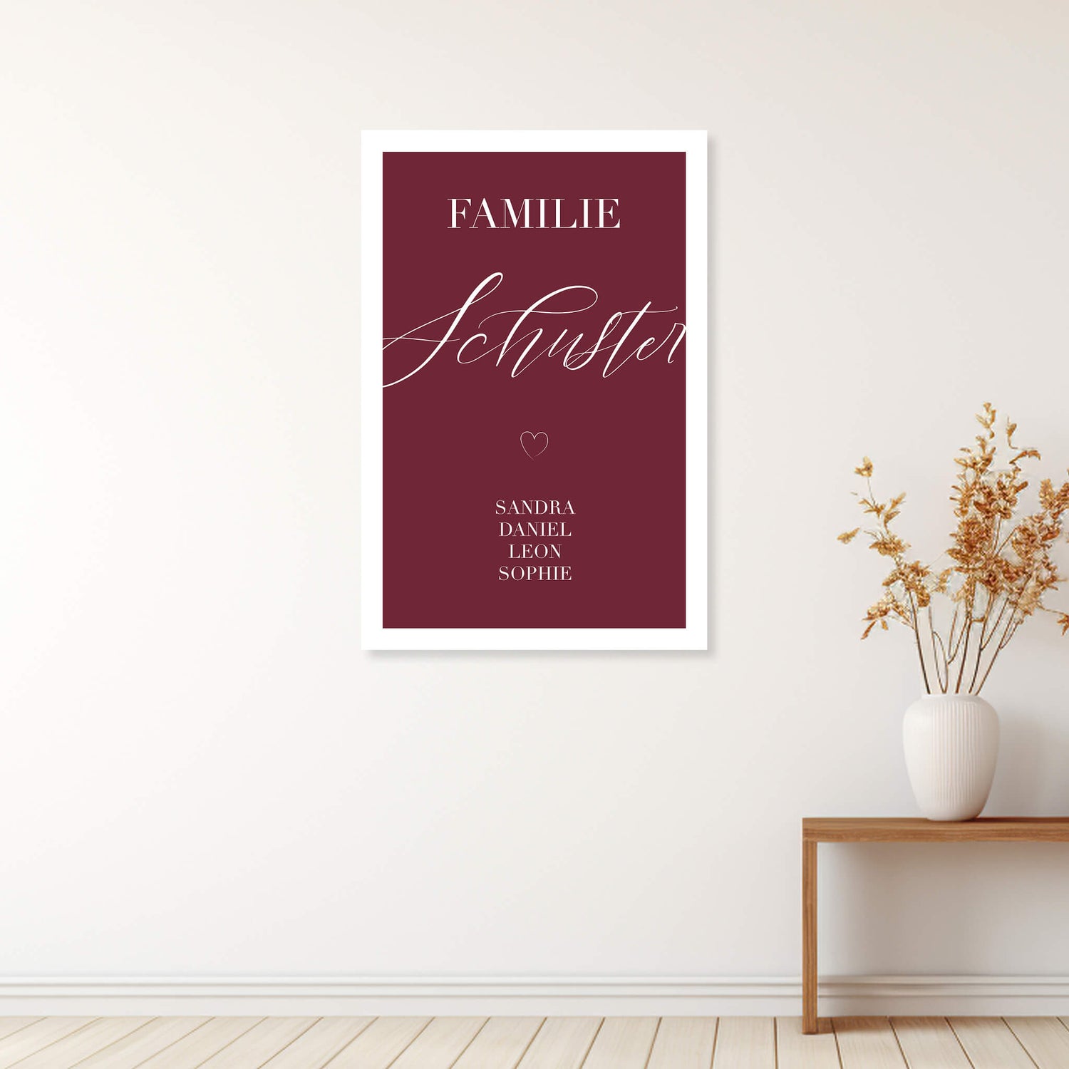 Wandbild [Familie, Familiename, Namen, Herzsymbol]