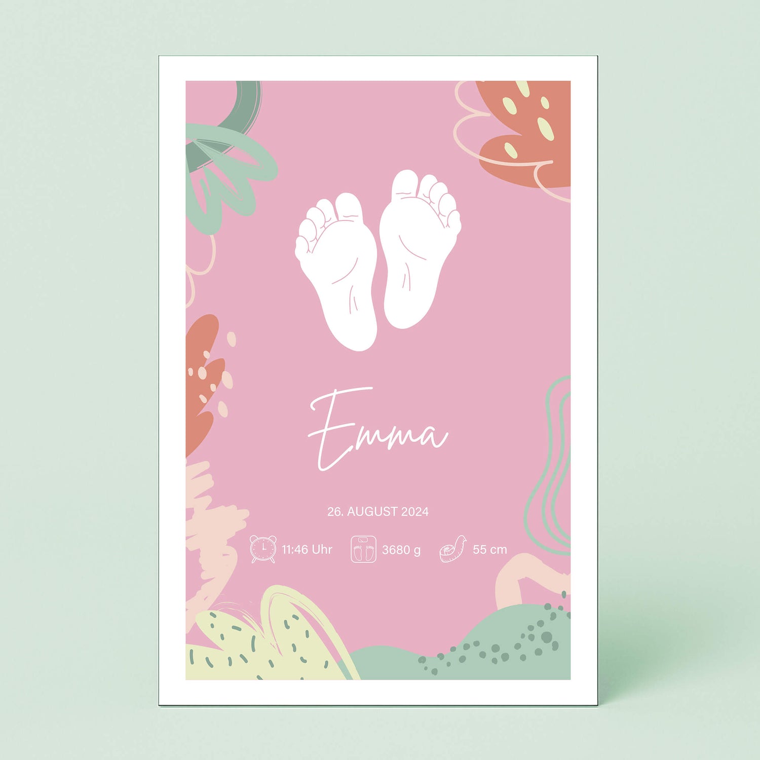 Wandbild [Kinderfüße, Kindername, Geburtsdaten]