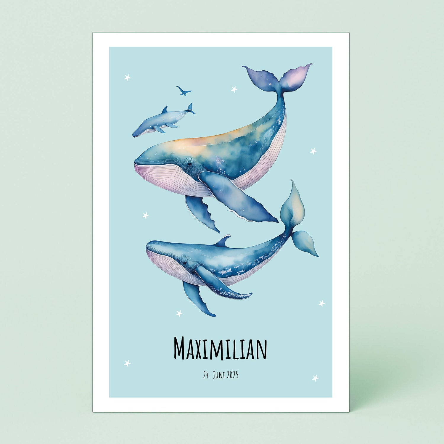 Wandbild [Wale, Kindername, Geburtsdatum]
