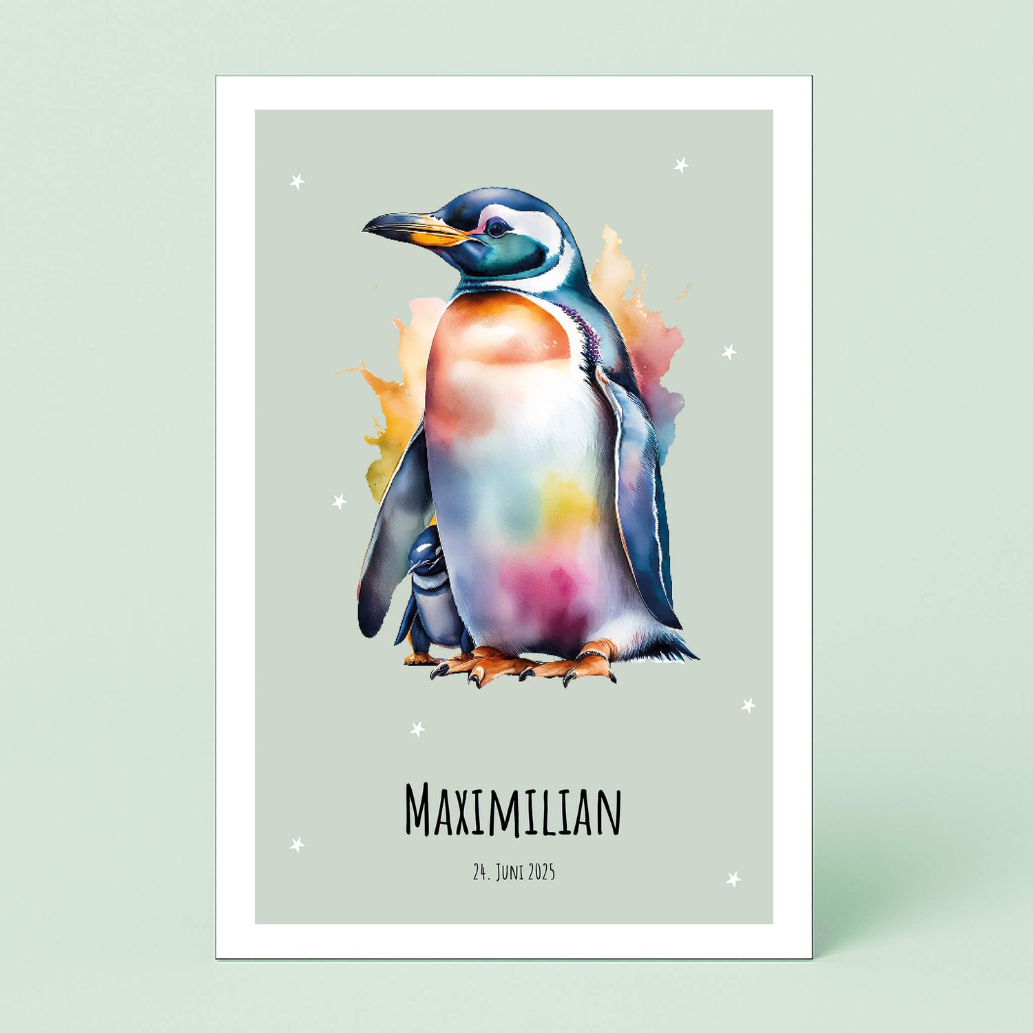 Wandbild [Pinguin, Kindername, Geburtsdatum]