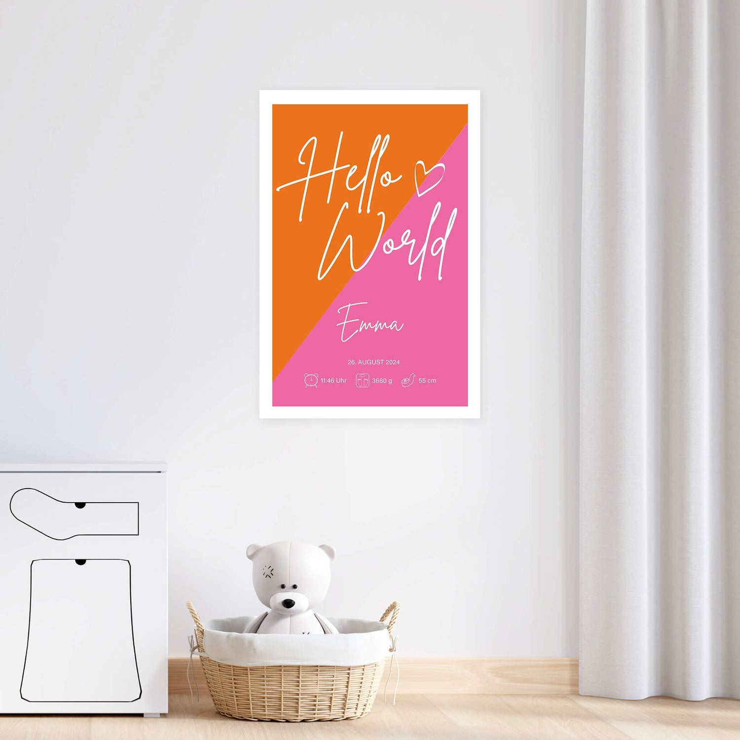 Wandbild [Hello World, Kindername, Geburtsdatum, Geburtsdaten]
