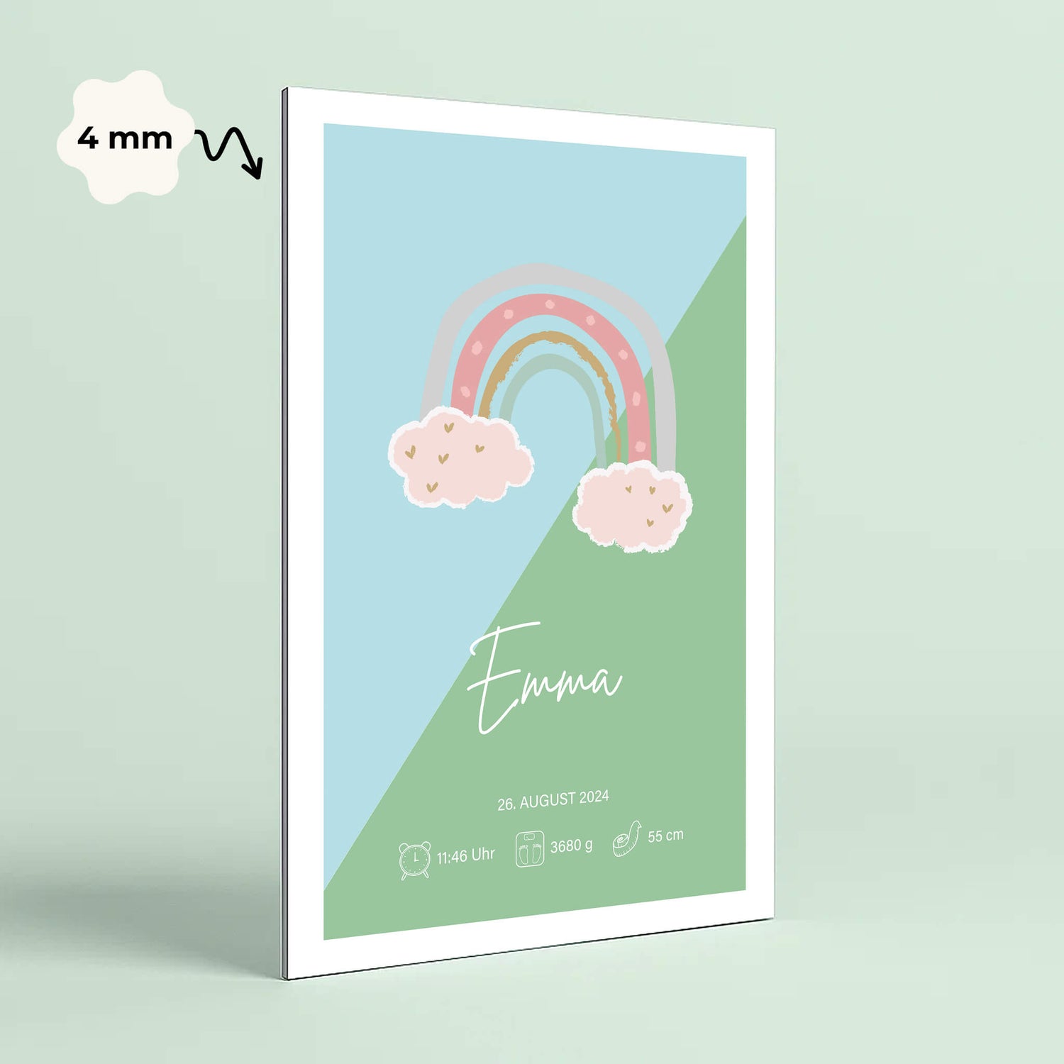 Wandbild [Regenbogen, Kindername, Geburtsdaten]