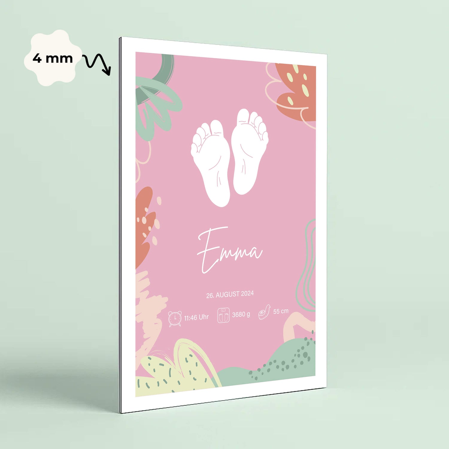 Wandbild [Kinderfüße, Kindername, Geburtsdaten]