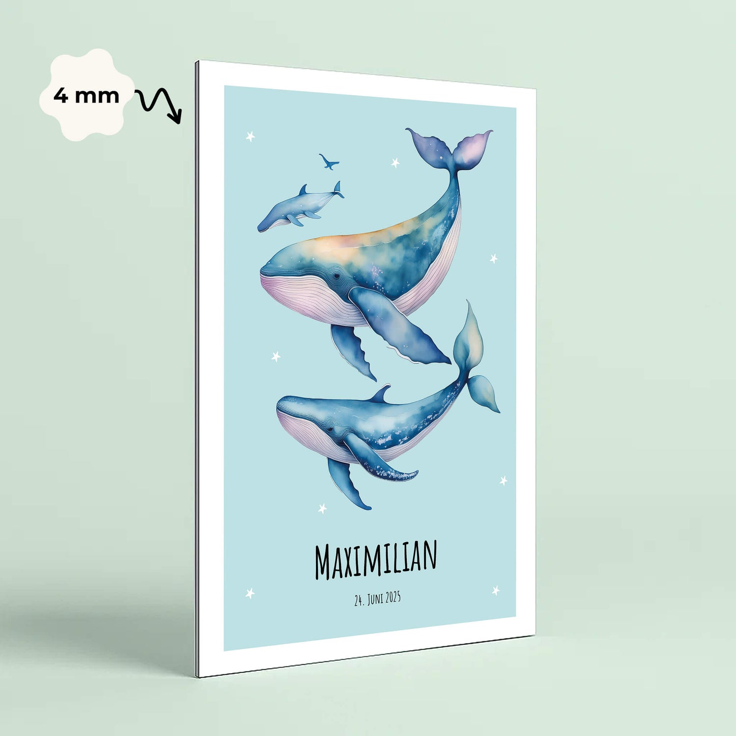 Wandbild [Wale, Kindername, Geburtsdatum]