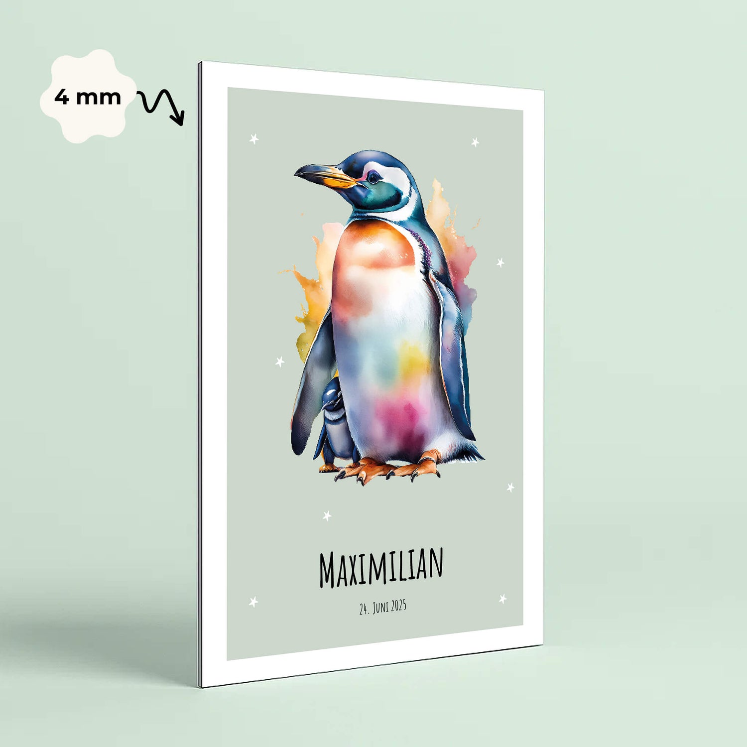 Wandbild [Pinguin, Kindername, Geburtsdatum]