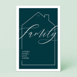 Unser Zuhause - Familienbild mit Haussilhouette
