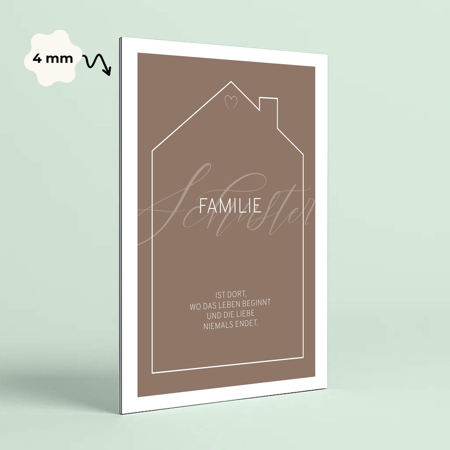 Wandbild [Familie, Haussilhouette, Familienname, Spruch]