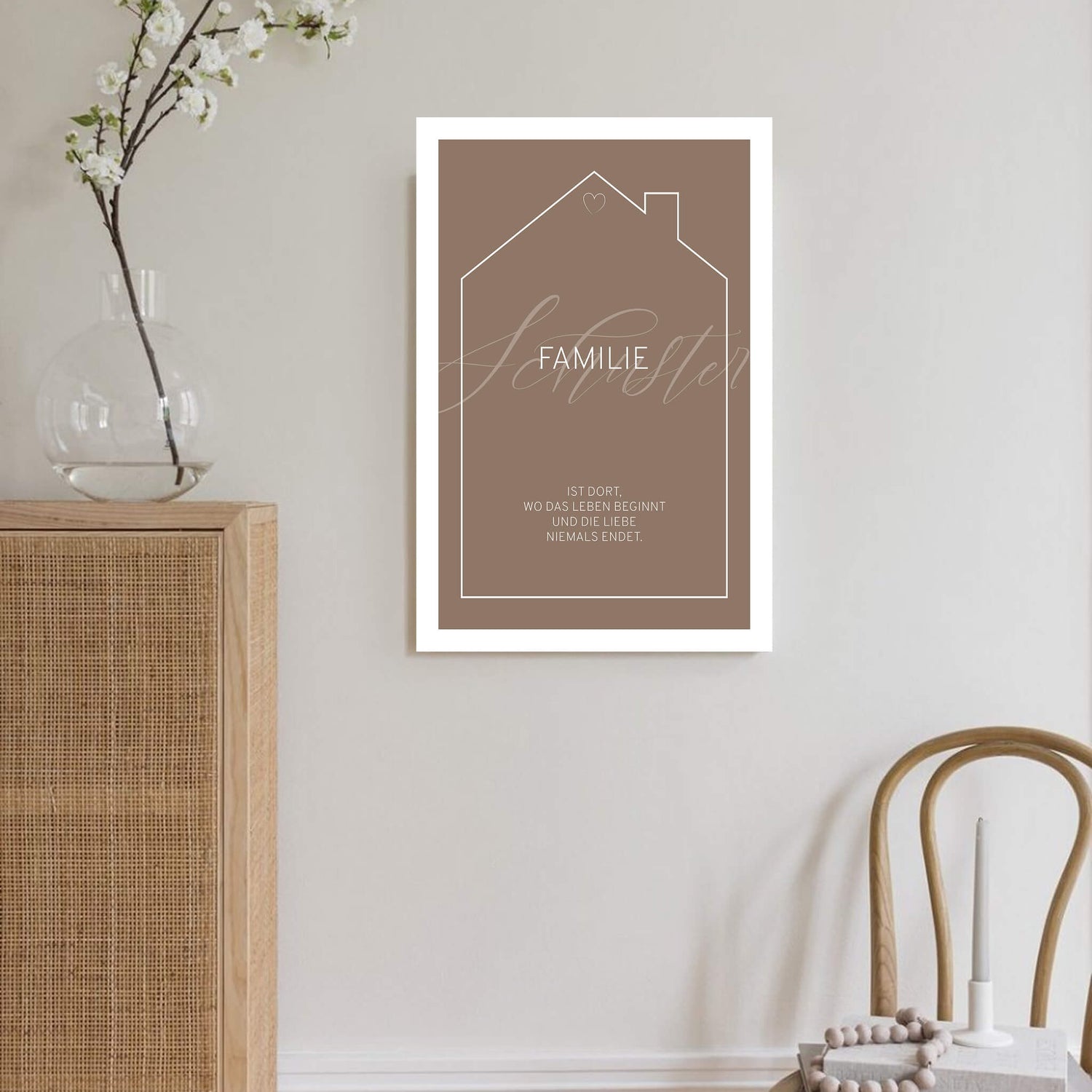 Wandbild [Familie, Haussilhouette, Familienname, Spruch]